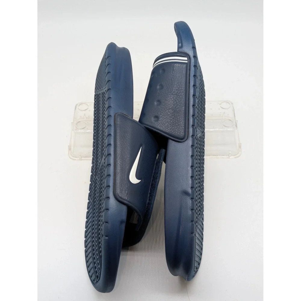 Nike Benassi JDI Men's Slide Sandals Navy Blue White Logo Size 9 Adj Strap